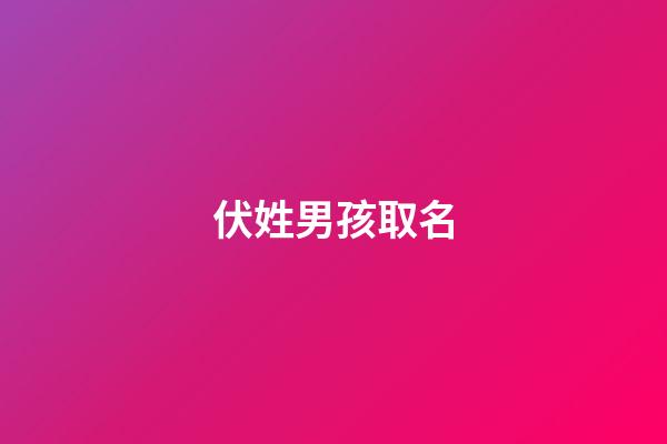 伏姓男孩取名(伏取名)-第1张-男孩起名-玄机派