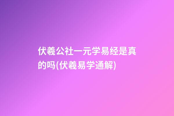 伏羲公社一元学易经是真的吗(伏羲易学通解)