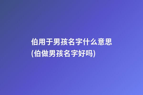 伯用于男孩名字什么意思(伯做男孩名字好吗)