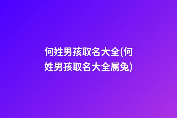 何姓男孩取名大全(何姓男孩取名大全属兔)