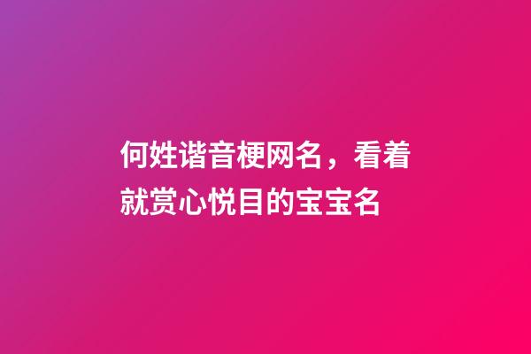 何姓谐音梗网名，看着就赏心悦目的宝宝名-第1张-观点-玄机派