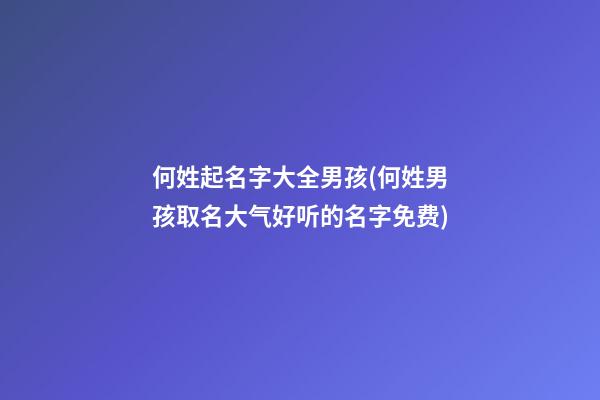 何姓起名字大全男孩(何姓男孩取名大气好听的名字免费)