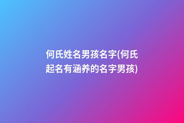 何氏姓名男孩名字(何氏起名有涵养的名字男孩)