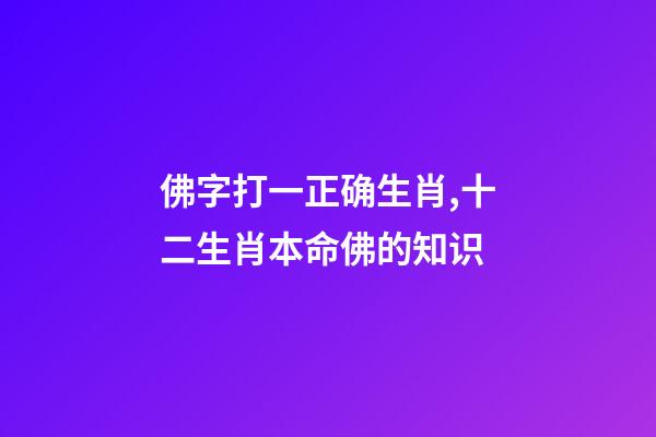 佛字打一正确生肖,十二生肖本命佛的知识-第1张-观点-玄机派