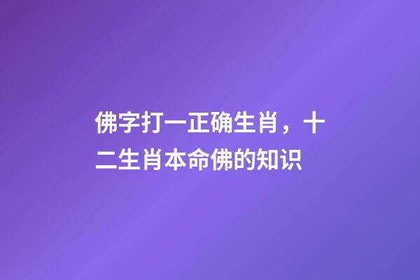 佛字打一正确生肖，十二生肖本命佛的知识-第1张-观点-玄机派