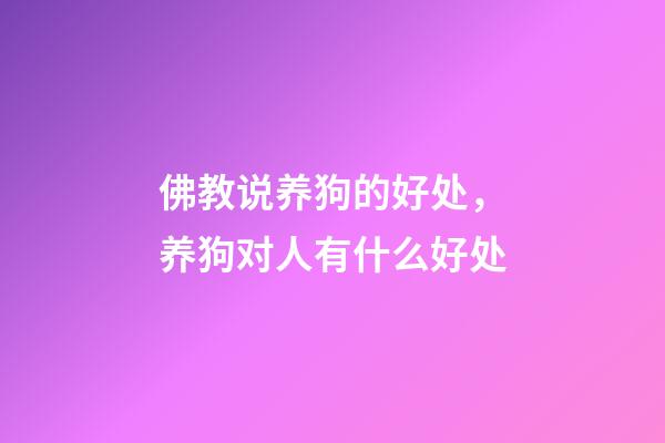 佛教说养狗的好处，养狗对人有什么好处
