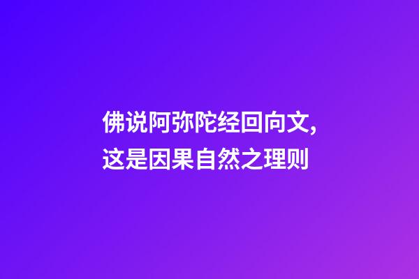 佛说阿弥陀经回向文,这是因果自然之理则-第1张-观点-玄机派
