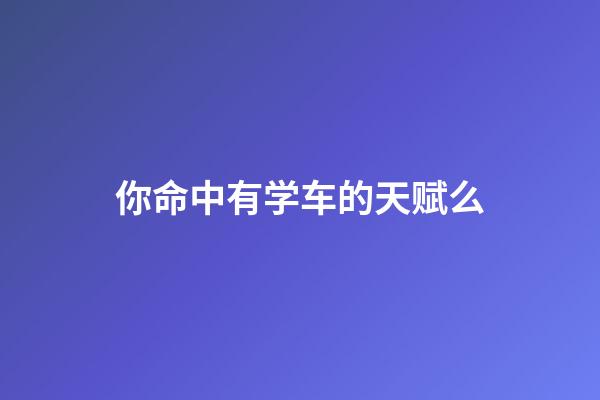 你命中有学车的天赋么