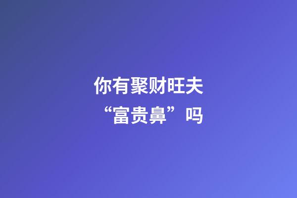 你有聚财旺夫“富贵鼻”吗