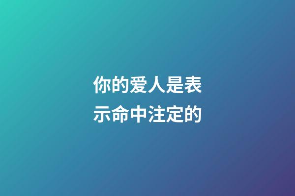 你的爱人是表示命中注定的