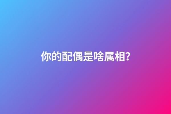你的配偶是啥属相？
