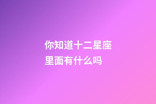 你知道十二星座里面有什么吗-第1张-星座运势-玄机派