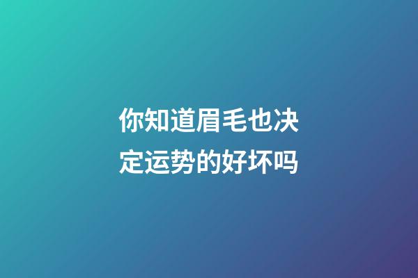 你知道眉毛也决定运势的好坏吗