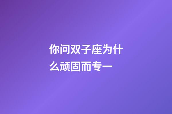 你问双子座为什么顽固而专一-第1张-星座运势-玄机派