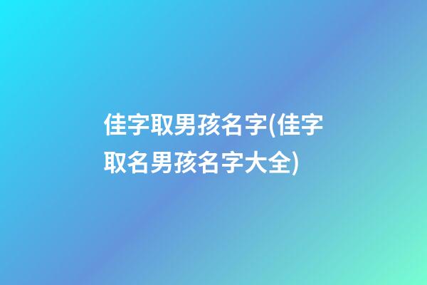 佳字取男孩名字(佳字取名男孩名字大全)