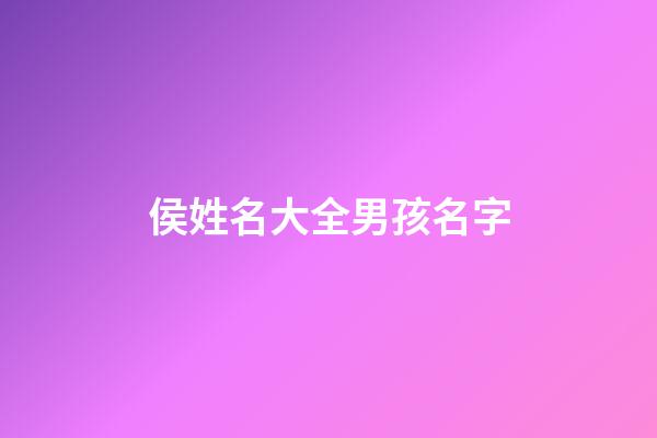 侯姓名大全男孩名字(侯姓名大全男孩名字寓意)-第1张-男孩起名-玄机派