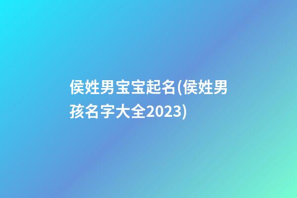 侯姓男宝宝起名(侯姓男孩名字大全2023)