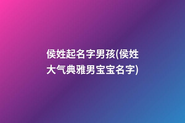 侯姓起名字男孩(侯姓大气典雅男宝宝名字)