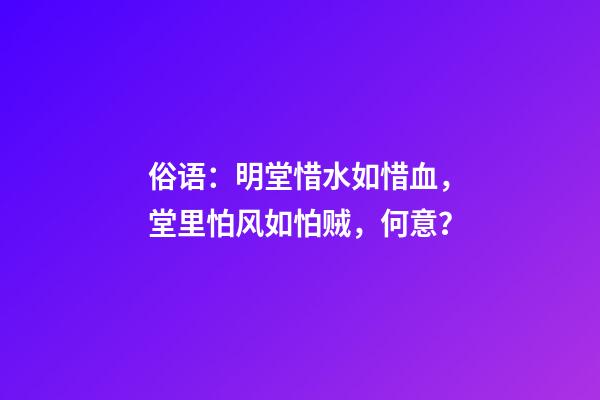 俗语：明堂惜水如惜血，堂里怕风如怕贼，何意？