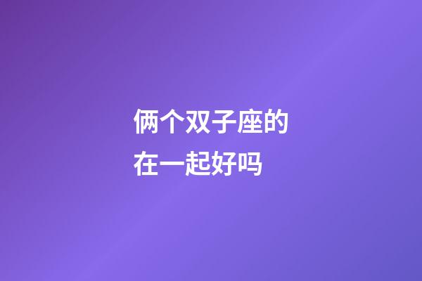 俩个双子座的在一起好吗-第1张-星座运势-玄机派