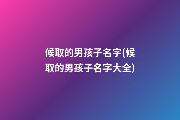 候取的男孩子名字(候取的男孩子名字大全)