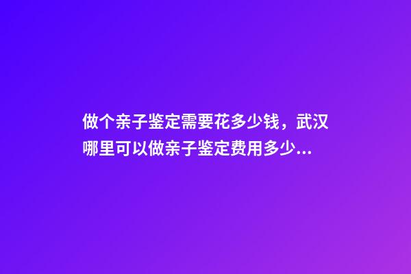 做个亲子鉴定需要花多少钱，武汉哪里可以做亲子鉴定费用多少钱-第1张-观点-玄机派