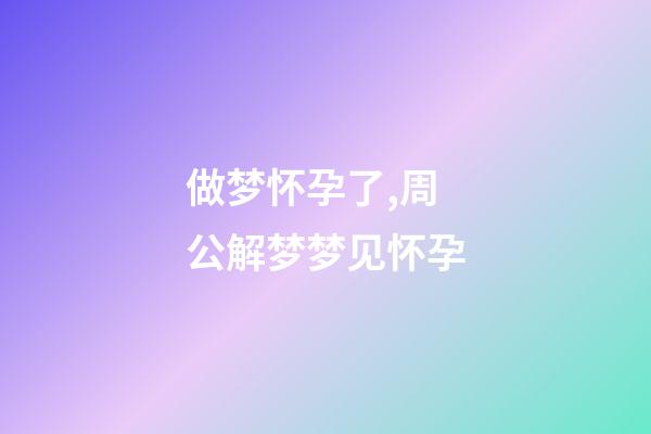 做梦怀孕了,周公解梦梦见怀孕-第1张-观点-玄机派