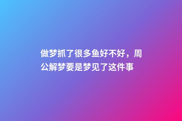 做梦抓了很多鱼好不好，周公解梦要是梦见了这件事-第1张-观点-玄机派