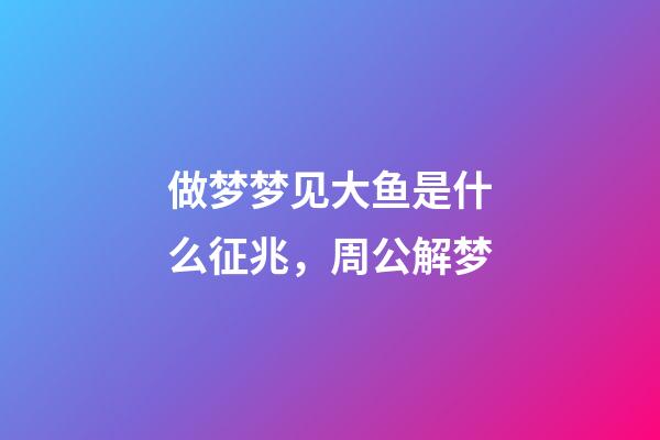 做梦梦见大鱼是什么征兆，周公解梦-第1张-观点-玄机派