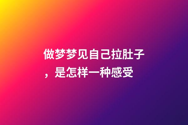 做梦梦见自己拉肚子，是怎样一种感受-第1张-观点-玄机派