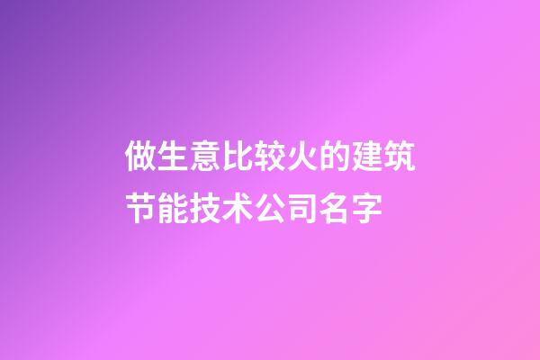 做生意比较火的建筑节能技术公司名字-第1张-公司起名-玄机派