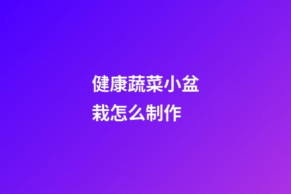 健康蔬菜小盆栽怎么制作