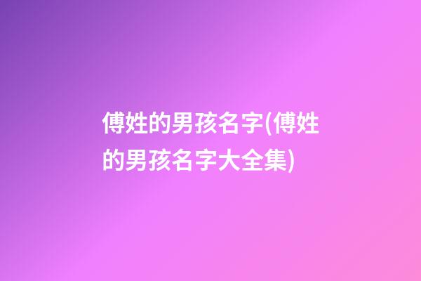 傅姓的男孩名字(傅姓的男孩名字大全集)