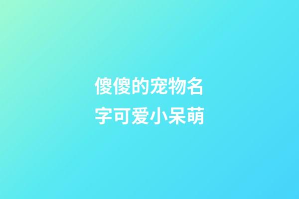 傻傻的宠物名字可爱小呆萌