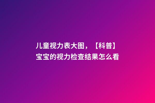 儿童视力表大图，【科普】宝宝的视力检查结果怎么看-第1张-观点-玄机派