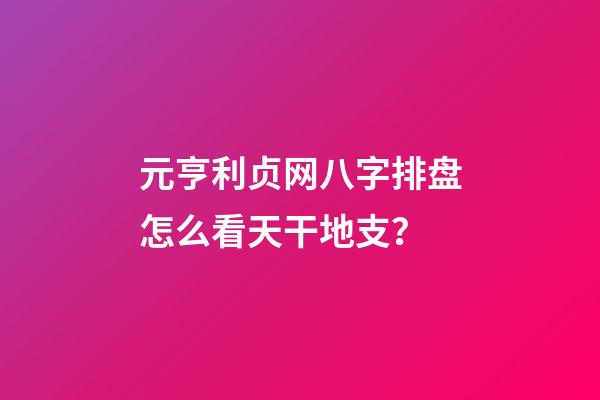 元亨利贞网八字排盘怎么看天干地支？