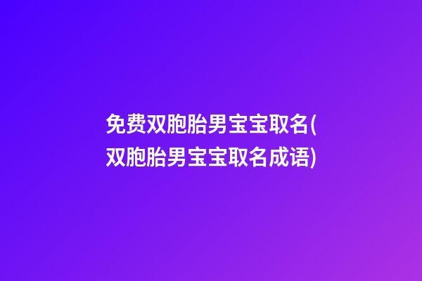 免费双胞胎男宝宝取名(双胞胎男宝宝取名成语)