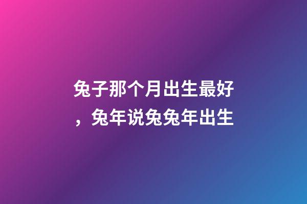 兔子那个月出生最好，兔年说兔兔年出生-第1张-观点-玄机派