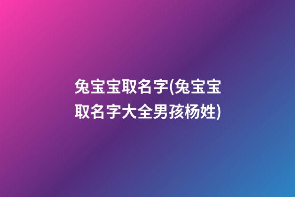 兔宝宝取名字(兔宝宝取名字大全男孩杨姓)