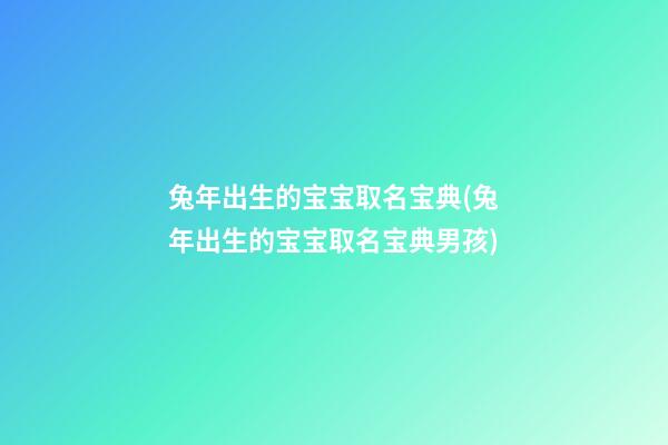兔年出生的宝宝取名宝典(兔年出生的宝宝取名宝典男孩)