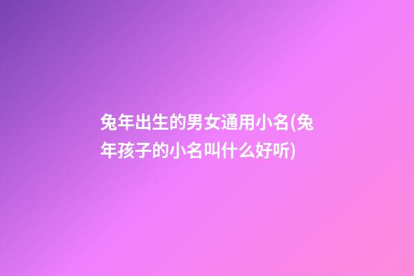 兔年出生的男女通用小名(兔年孩子的小名叫什么好听)
