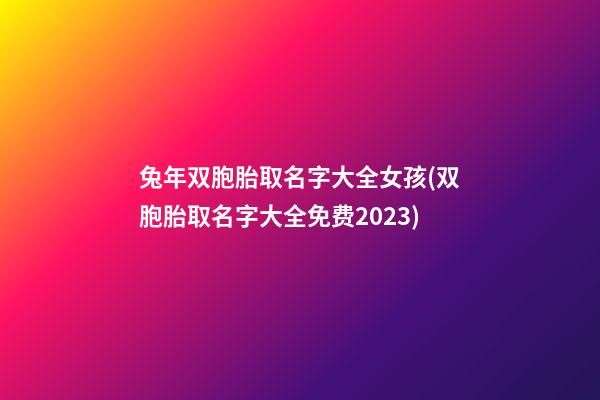 兔年双胞胎取名字大全女孩(双胞胎取名字大全免费2023)
