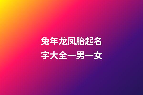 兔年龙凤胎起名字大全一男一女(兔年龙凤胎起名字大全一男一女)-第1张-女孩起名-玄机派