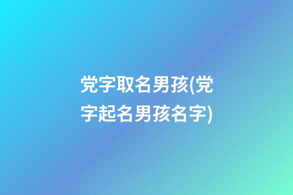党字取名男孩(党字起名男孩名字)