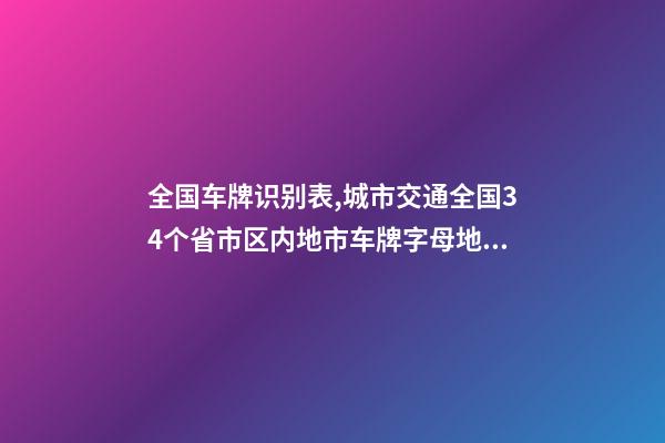 全国车牌识别表,城市交通全国34个省市区内地市车牌字母地图集(完整版)-第1张-观点-玄机派
