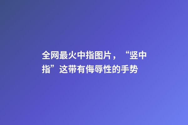 全网最火中指图片，“竖中指”这带有侮辱性的手势-第1张-观点-玄机派