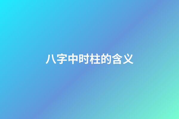 八字中时柱的含义