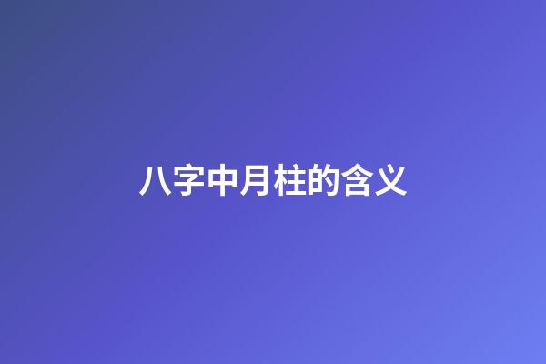 八字中月柱的含义