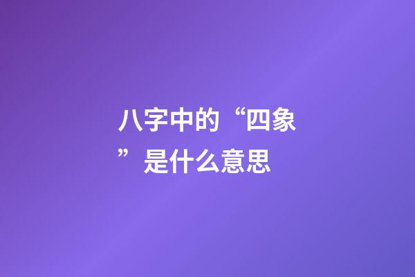 八字中的“四象”是什么意思