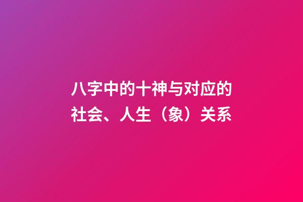 八字中的十神与对应的社会、人生（象）关系